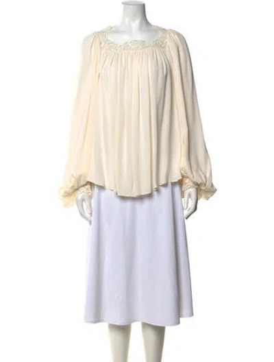 Pre-owned Alexander Mcqueen Silk Square Neckline Blouse In Neutrals