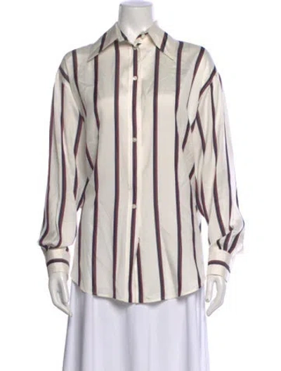 Pre-owned Alexander Mcqueen Silk Striped Blouse In Neutral