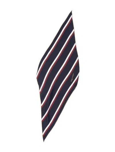 Pre-owned Alexander Mcqueen Silk Striped Scarf W/ Tags In Blue