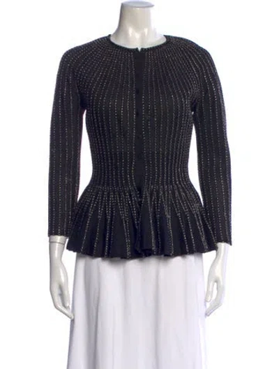 Pre-owned Alexander Mcqueen Silk Striped Sweater In Black
