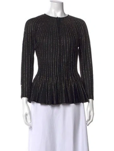 Pre-owned Alexander Mcqueen Silk Striped Sweater In Black