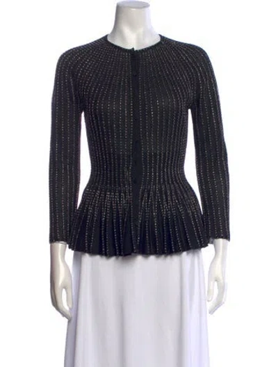 Pre-owned Alexander Mcqueen Silk Striped Sweater In Black