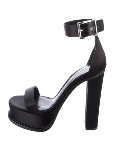 Pre-owned Alexander Mcqueen Silk Studded Accents Sandals In Black