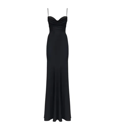 Alexander Mcqueen Silk Sweetheart-neckline Dress In Black