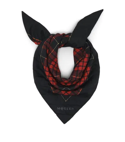 Alexander Mcqueen Silk Tartan Triangle Scarf In Black