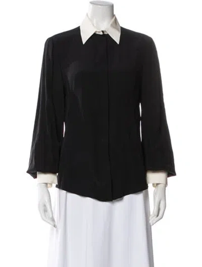 Pre-owned Alexander Mcqueen Silk Three-quarter Sleeve Blouse In Black