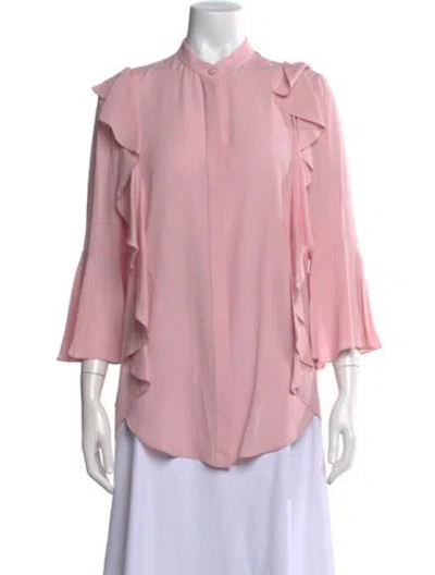 Pre-owned Alexander Mcqueen Silk Three-quarter Sleeve Blouse In Pink