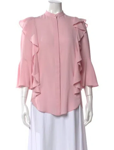 Pre-owned Alexander Mcqueen Silk Three-quarter Sleeve Blouse In Pink