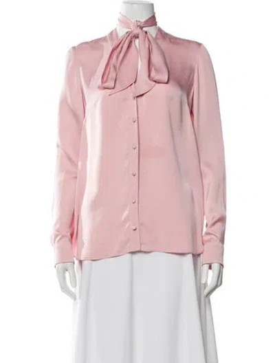 Pre-owned Alexander Mcqueen Silk Tie Neck Blouse In Pink