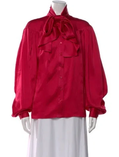 Pre-owned Alexander Mcqueen Silk Tie Neck Blouse In Pink