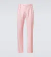 Alexander Mcqueen Silk-trimmed Wool And Mohair Slim Pants In Pink