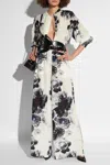 Alexander Mcqueen Floral Silk Pajama Pants In White