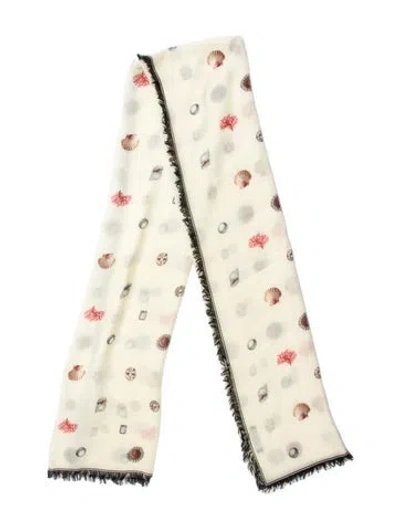 Pre-owned Alexander Mcqueen Silk Vintage Scarf In White