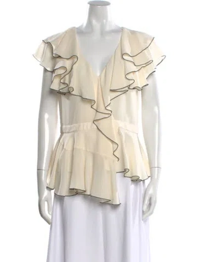 Pre-owned Alexander Mcqueen Silk V-neck Blouse