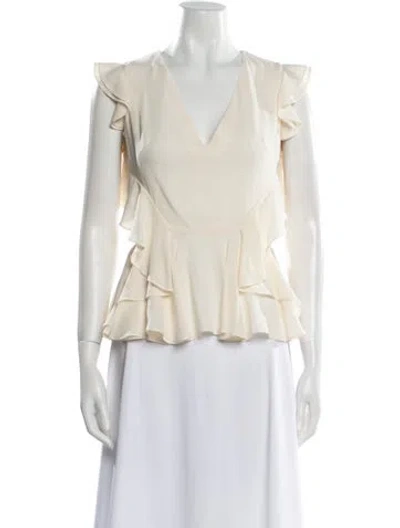 Pre-owned Alexander Mcqueen Silk V-neck Blouse In Neutral