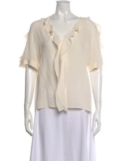 Pre-owned Alexander Mcqueen Silk V-neck Blouse In Neutral