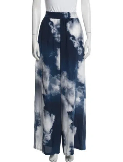 Pre-owned Alexander Mcqueen Silk Wide Leg Pants In Blue