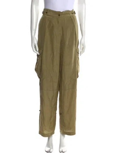 Pre-owned Alexander Mcqueen Silk Wide Leg Pants In Green