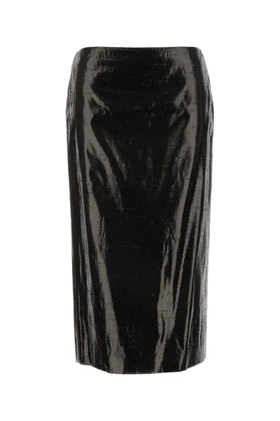 Alexander Mcqueen Silk-blend Canvas Skirt In Black