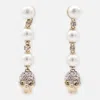 Alexander Mcqueen Dangling Pearl Skull Crystal Earrings
