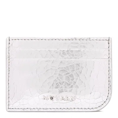 Alexander Mcqueen Silver Beige Calf Skin Wallets In White