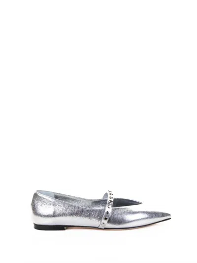 Alexander Mcqueen Silver Bos Taurus Flat Shoes In Gray