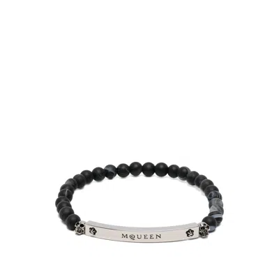 Alexander Mcqueen Silver Bracelets Men In Black