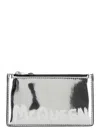 Alexander Mcqueen Silver Card-holder With Mcqueen Graffiti Logo In Laminated Leather Man In Gray