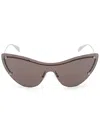 Alexander Mcqueen Silver Cat Eye Shield Sunglasses In Silver