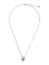 Alexander Mcqueen Silver Colored Chain Necklace With Skull In Polished Brass Man In Multicolor