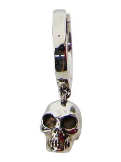ALEXANDER MCQUEEN SILVER-COLORED SINGLE HOOP WITH SKULL-SHAPED PENDANT IN BRASS MAN