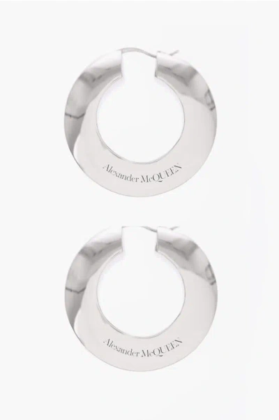 Alexander Mcqueen Silver-effect Hoop Earrings In Metallic