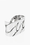 Alexander Mcqueen Silver Effect Thumb Ring With Cut -out Details