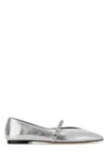Alexander Mcqueen Leather Studded Ballerina Shoes In Silver