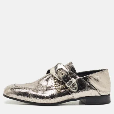 Pre-owned Alexander Mcqueen Silver Leather Foldable Loafers Size 39