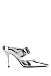 Alexander Mcqueen Women Silver Leather Punk Pumps In Gray