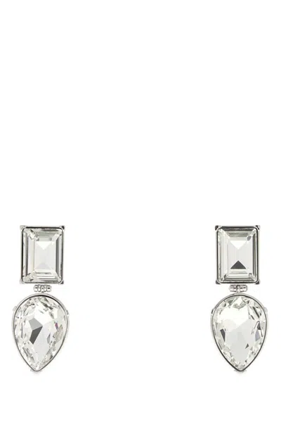 ALEXANDER MCQUEEN SILVER METAL COCKTAIL EARRINGS