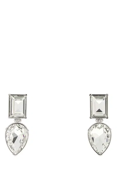 Alexander Mcqueen Silver Metal Cocktail Earrings In Brown