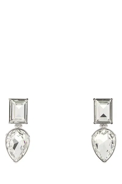 ALEXANDER MCQUEEN SILVER METAL COCKTAIL EARRINGS