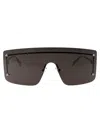 Alexander Mcqueen Silver Metal Sunglasses In Black