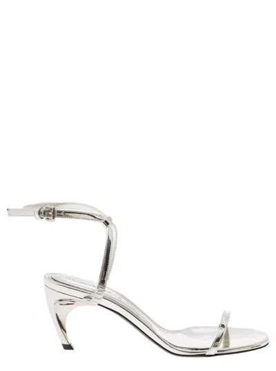 ALEXANDER MCQUEEN SILVER METALLIC LEATHER HEELS