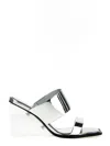 Alexander Mcqueen Square-toe Wedge-platform Sandals In Silver