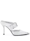 Alexander Mcqueen Punk Sandals With Buckle In Silver In Silver