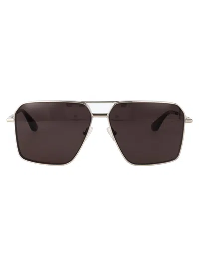 Alexander Mcqueen Silver-silver-grey Metal Sunglasses In Black