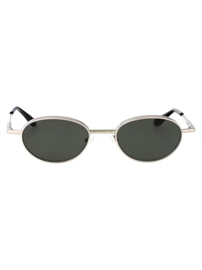 Alexander Mcqueen Silver-silver-grey Metal Sunglasses In Black