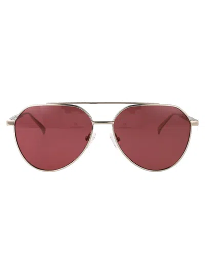Alexander Mcqueen Silver-silver-red Metal Sunglasses