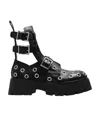 Alexander Mcqueen Silver Stud Embellished  Leather Boots In Black