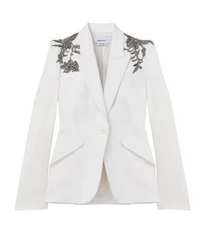Alexander Mcqueen Silver Tattoo Embroidered Blazer In White