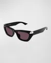 ALEXANDER MCQUEEN SILVER-TIPPED ACETATE CAT-EYE SUNGLASSES