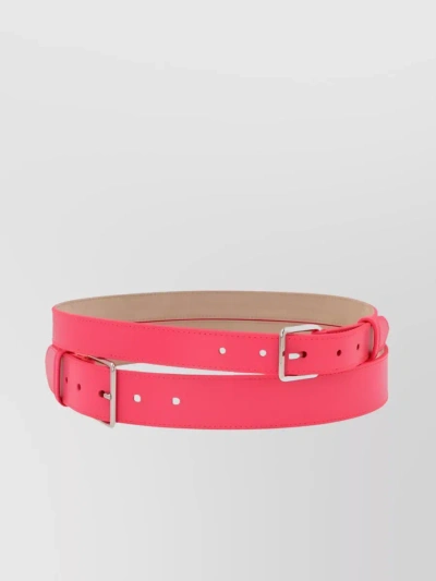 Alexander Mcqueen Silver-tone Hardware Buckle Belt In Pink